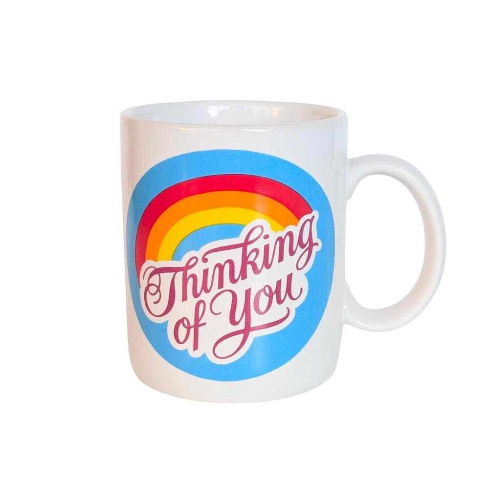 1980s Vintage Teleflora Thinking of You Coffee Mug with Rainbow